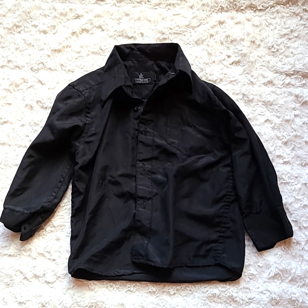 Black button down shirt for boys, size 4, black